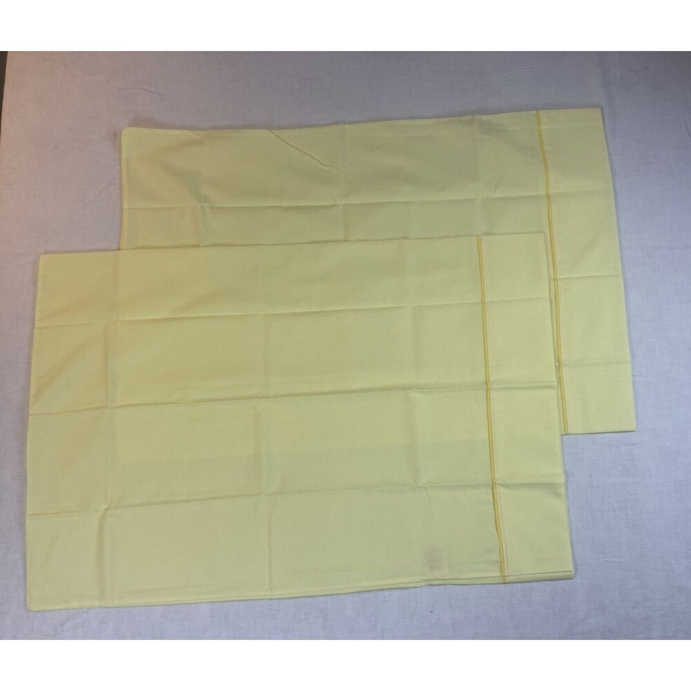 Vtg Taste Maker Pillow Case Set 2 No Iron Muslin Standard Bright Yellow Sunshine